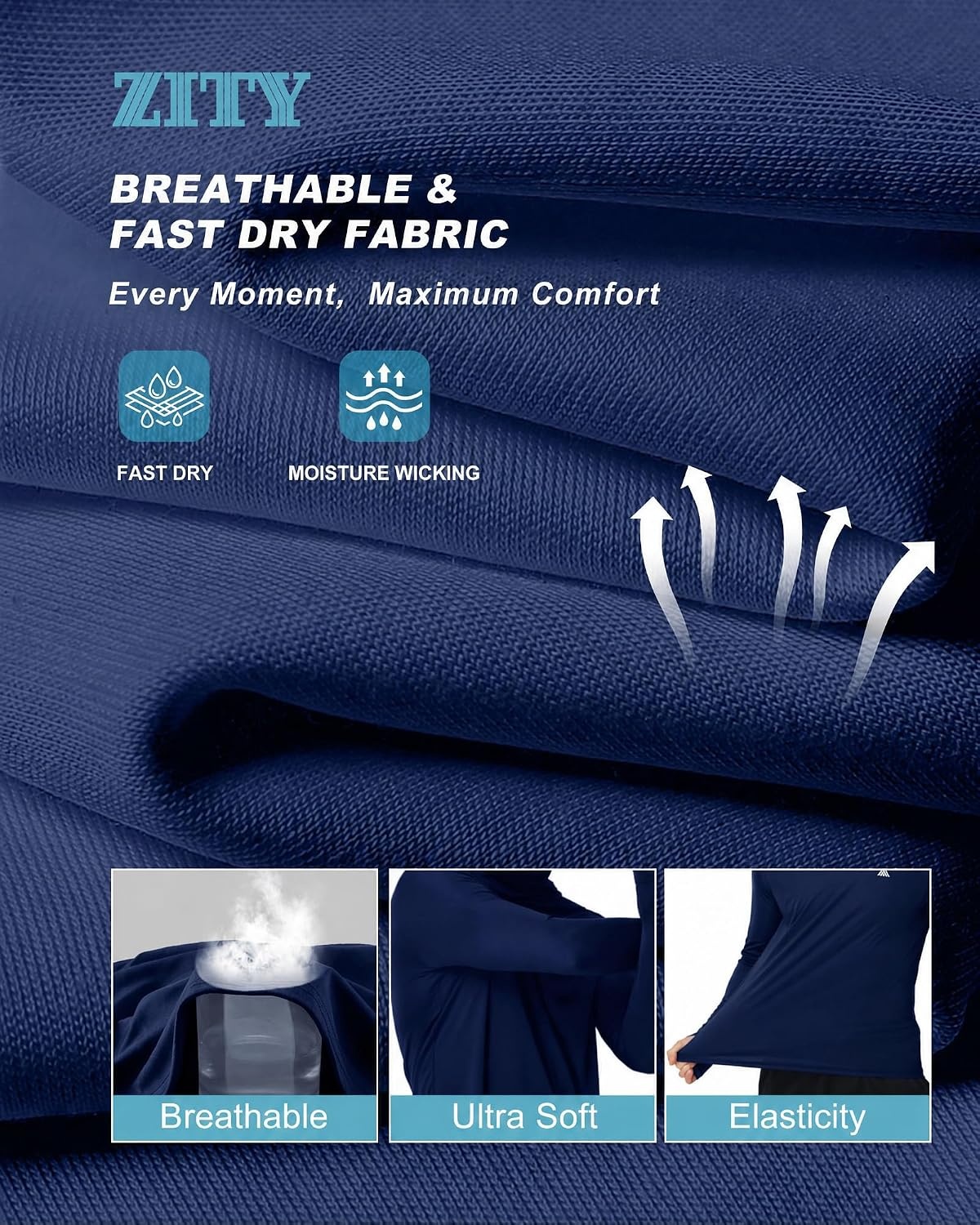 image:imageZITY Hooded Shirts for Men with Face Mask SPF Sun Protection Rash Guard UPF 50 Fishing Shirts for Men Lightweight Quick Dry Moisture Wicking Workout Long Sleeve Shirts for Men with HoodDark Blue