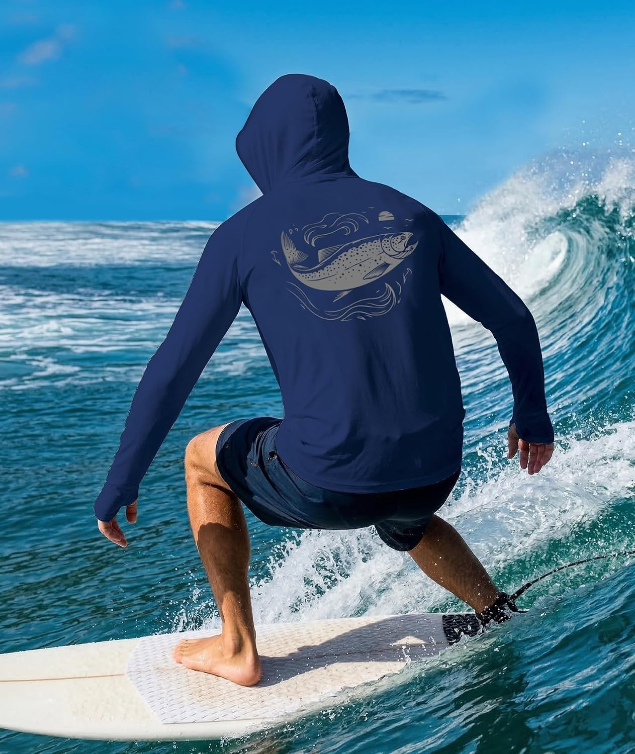 image:imageZITY Hooded Shirts for Men with Face Mask SPF Sun Protection Rash Guard UPF 50 Fishing Shirts for Men Lightweight Quick Dry Moisture Wicking Workout Long Sleeve Shirts for Men with HoodDark Blue