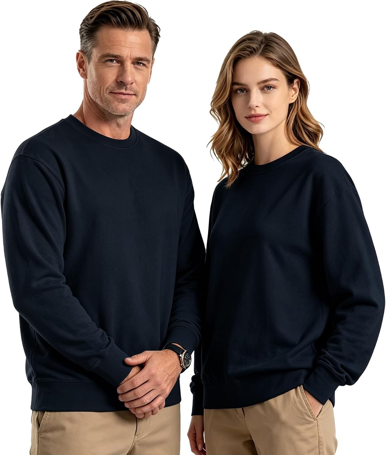image:imageZITY Mens Athletic Crewneck Sweatshirt Classic Versatile Lightweight Long Sleeve Sweatshirts for MenDark Navy