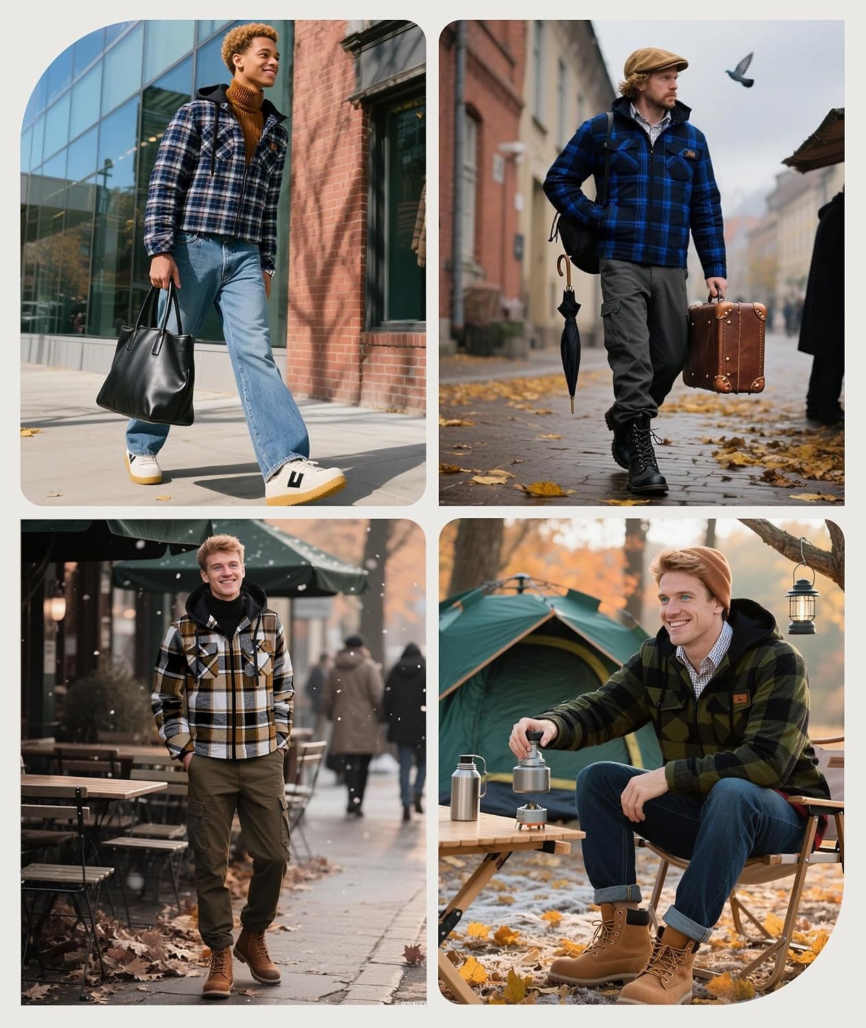 image:imageZITY Mens Flannel Jacket Zip Up Fleece Plaid Shirt Hoodie Winter Warm Coat Thick Sherpa Lined Long Sleeve Outwear Heavyweight Sweatshirt with Pocket Work School VacationsNavy Black