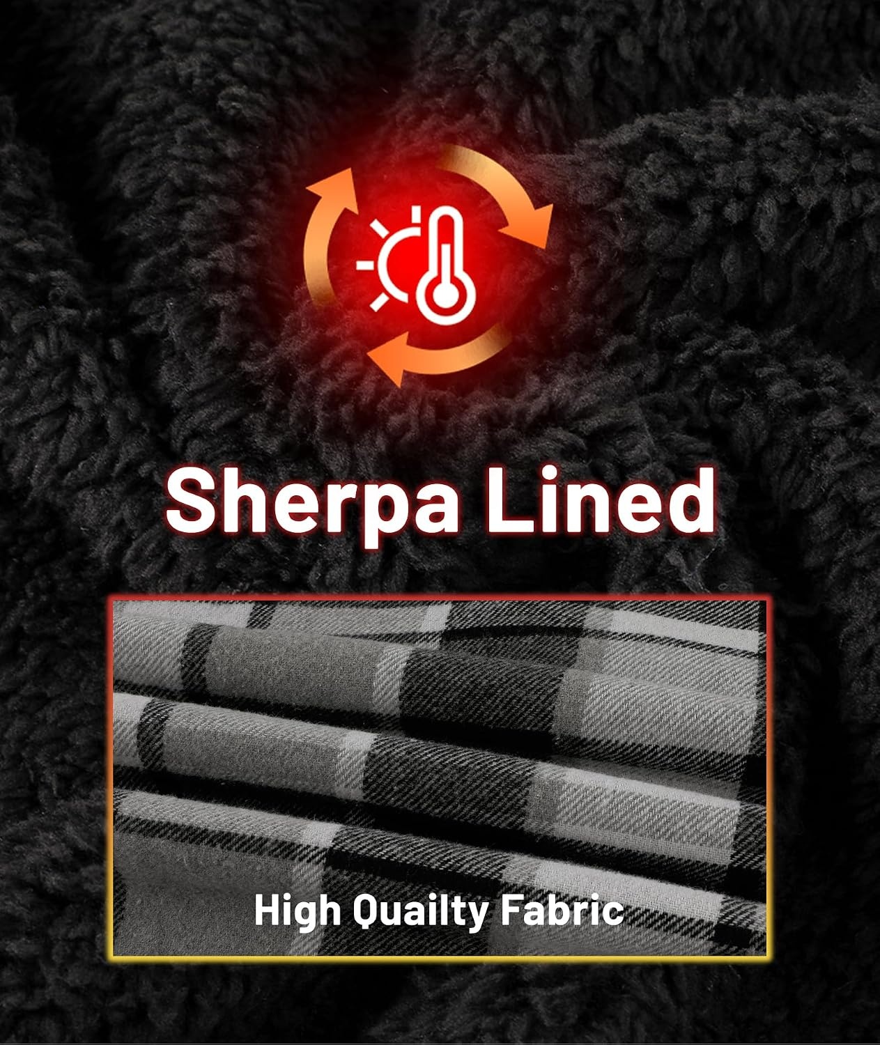 image:imageZITY Mens Flannel Jacket Zip Up Fleece Plaid Shirt Hoodie Winter Warm Coat Thick Sherpa Lined Long Sleeve Outwear Heavyweight Sweatshirt with Pocket Work School VacationsBlack Grey