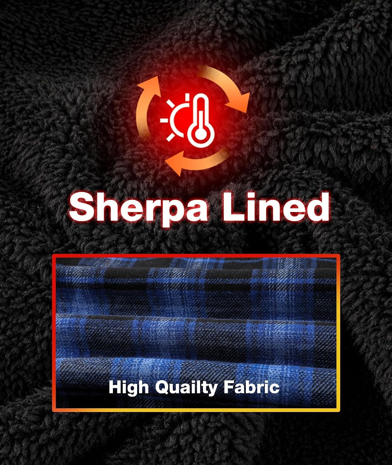 image:imageZITY Mens Flannel Jacket Zip Up Fleece Plaid Shirt Hoodie Winter Warm Coat Thick Sherpa Lined Long Sleeve Outwear Heavyweight Sweatshirt with Pocket Work School VacationsBlack Blue