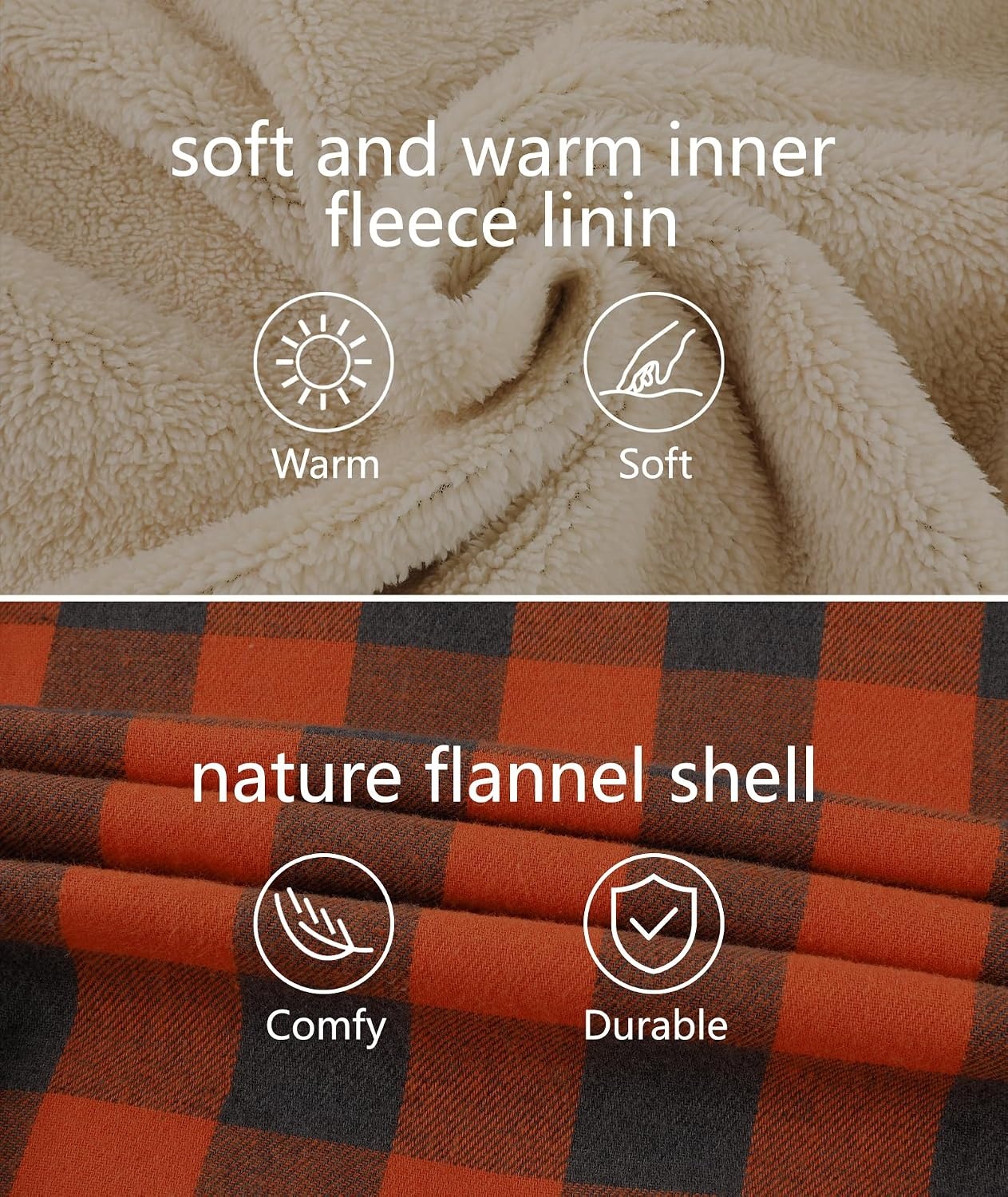 image:imageZITY Mens Flannel Jacket Zip Up Fleece Plaid Shirt Hoodie Winter Warm Coat Thick Sherpa Lined Long Sleeve Outwear Heavyweight Sweatshirt with Pocket Work School VacationsOrange
