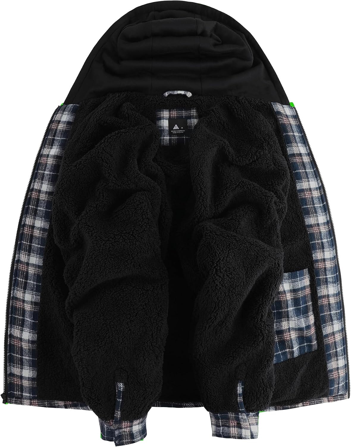 image:imageZITY Mens Flannel Jacket Zip Up Fleece Plaid Shirt Hoodie Winter Warm Coat Thick Sherpa Lined Long Sleeve Outwear Heavyweight Sweatshirt with Pocket Work School VacationsNavy Black
