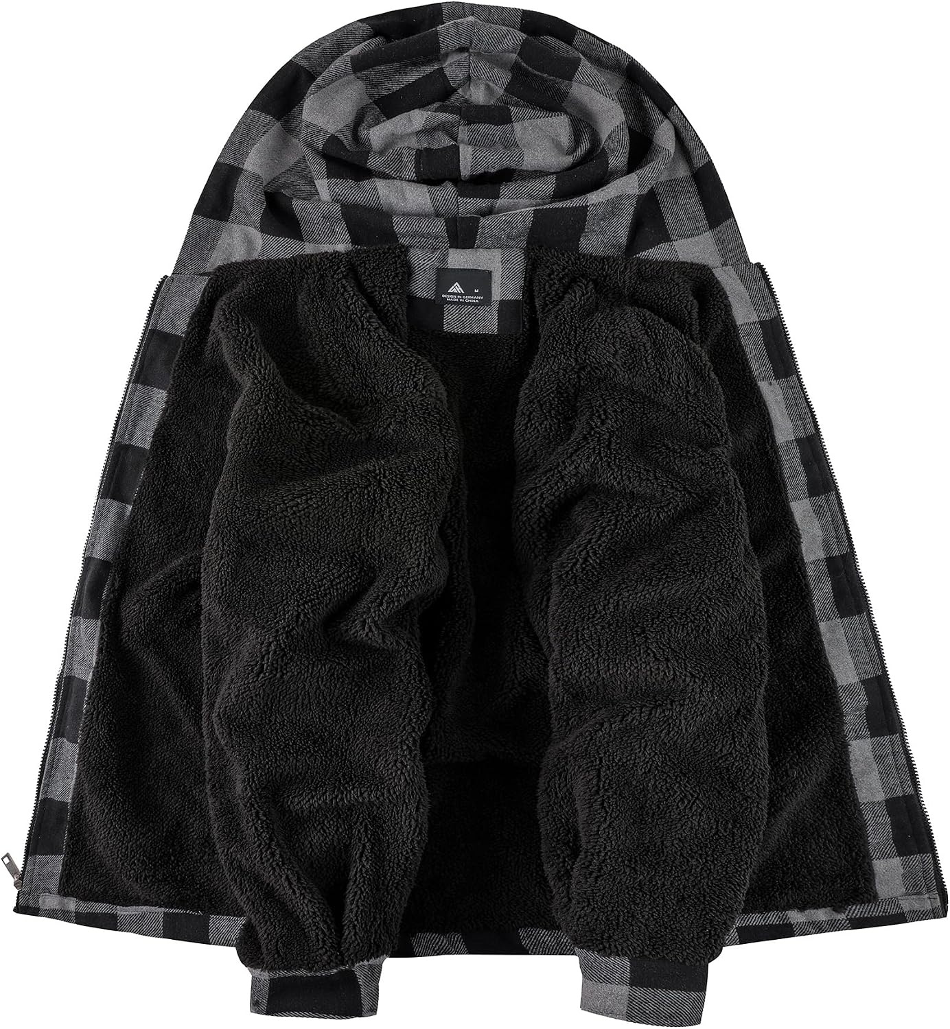 image:imageZITY Mens Flannel Jacket Zip Up Fleece Plaid Shirt Hoodie Winter Warm Coat Thick Sherpa Lined Long Sleeve Outwear Heavyweight Sweatshirt with Pocket Work School VacationsGrey