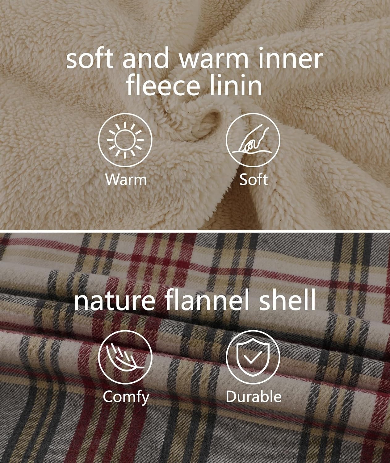 image:imageZITY Mens Flannel Jacket Zip Up Fleece Plaid Shirt Hoodie Winter Warm Coat Thick Sherpa Lined Long Sleeve Outwear Heavyweight Sweatshirt with Pocket Work School VacationsWine Red Beige