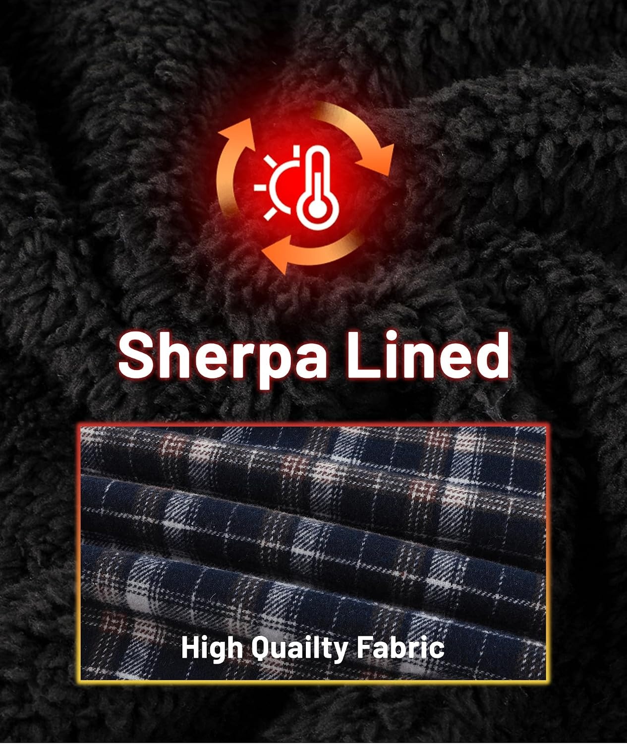 image:imageZITY Mens Flannel Jacket Zip Up Fleece Plaid Shirt Hoodie Winter Warm Coat Thick Sherpa Lined Long Sleeve Outwear Heavyweight Sweatshirt with Pocket Work School VacationsNavy Black