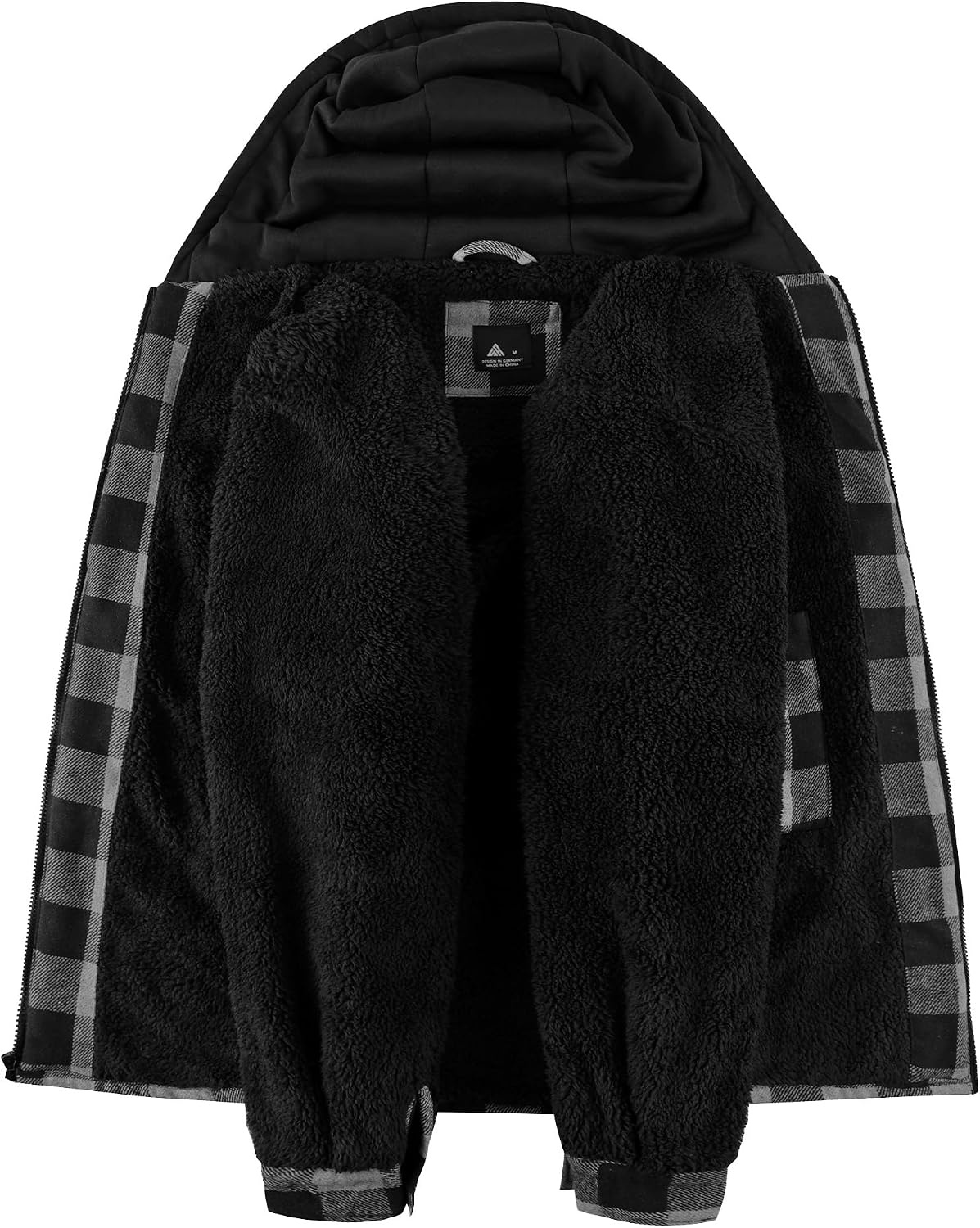 image:imageZITY Mens Flannel Jacket Zip Up Fleece Plaid Shirt Hoodie Winter Warm Coat Thick Sherpa Lined Long Sleeve Outwear Heavyweight Sweatshirt with Pocket Work School VacationsGrey Black