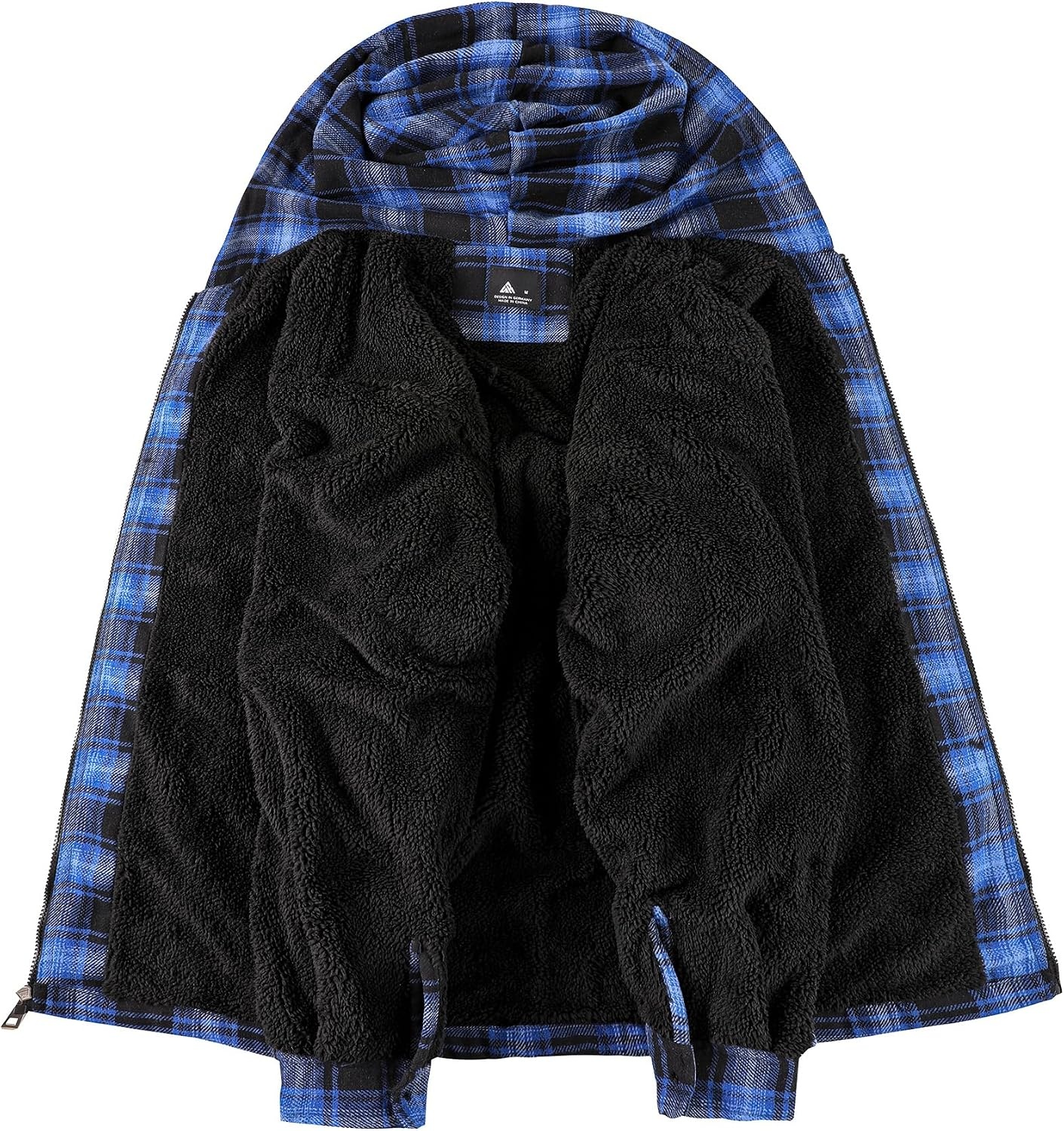 image:imageZITY Mens Flannel Jacket Zip Up Fleece Plaid Shirt Hoodie Winter Warm Coat Thick Sherpa Lined Long Sleeve Outwear Heavyweight Sweatshirt with Pocket Work School VacationsBlack Blue