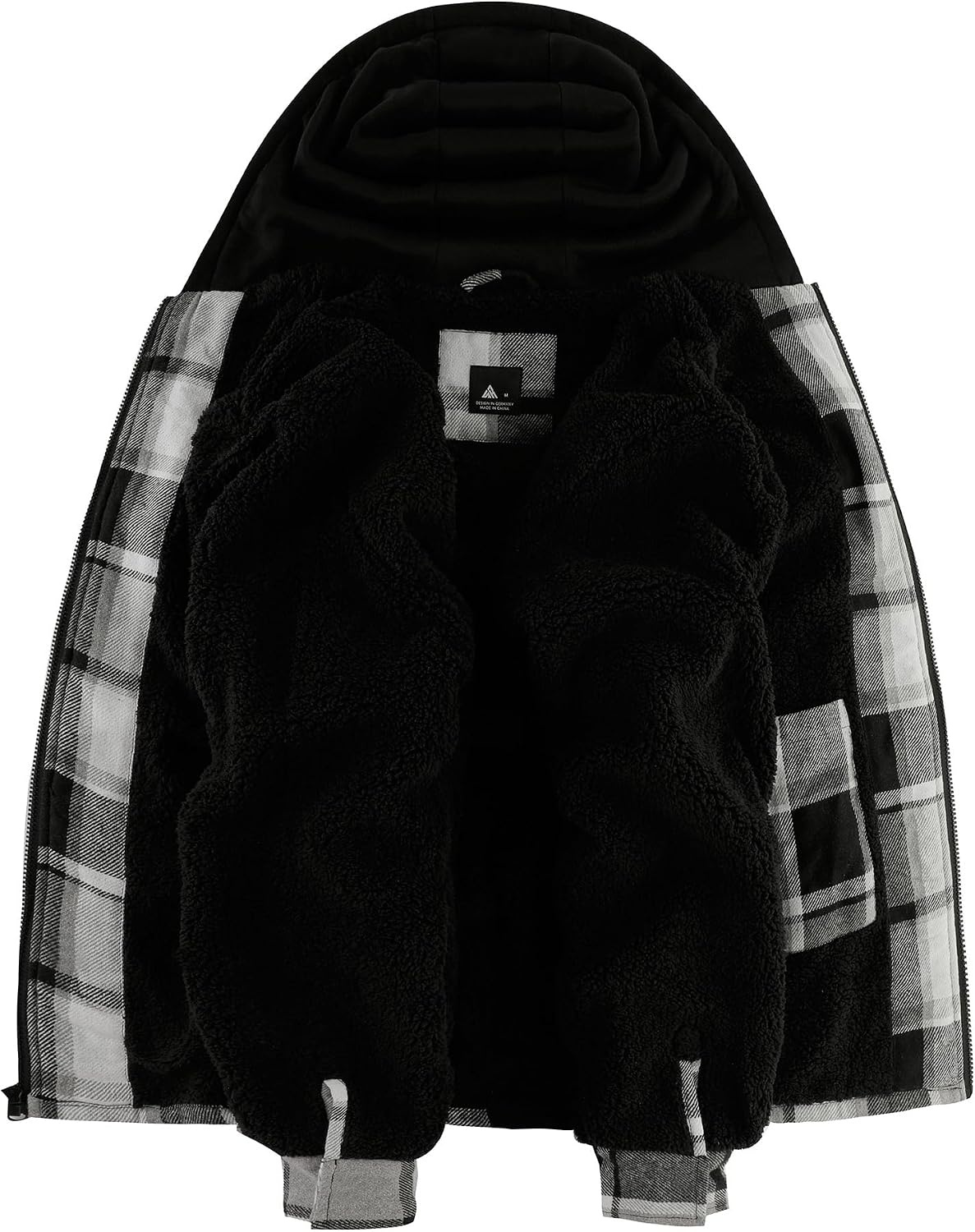 image:imageZITY Mens Flannel Jacket Zip Up Fleece Plaid Shirt Hoodie Winter Warm Coat Thick Sherpa Lined Long Sleeve Outwear Heavyweight Sweatshirt with Pocket Work School VacationsBlack Grey