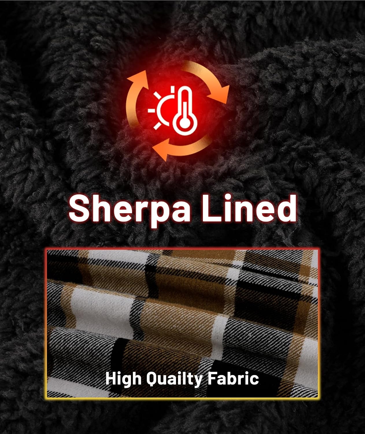 image:imageZITY Mens Flannel Jacket Zip Up Fleece Plaid Shirt Hoodie Winter Warm Coat Thick Sherpa Lined Long Sleeve Outwear Heavyweight Sweatshirt with Pocket Work School VacationsKhaki Brown