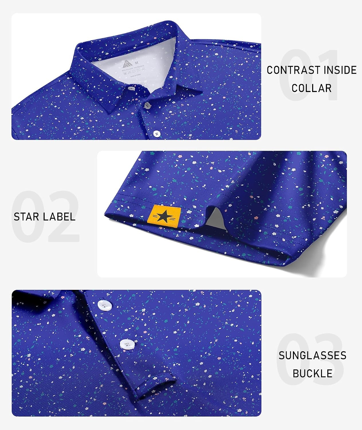 image:imageZITY Mens Golf Polo Shirts Short Sleeve UPF 50 Moisture Wicking Tshirt Print Pattern Machine Wash Quick Drying Breathable Stretchy Soft Casual Daily Office Athletic Tennis Outdoor WorkRoyal Blue