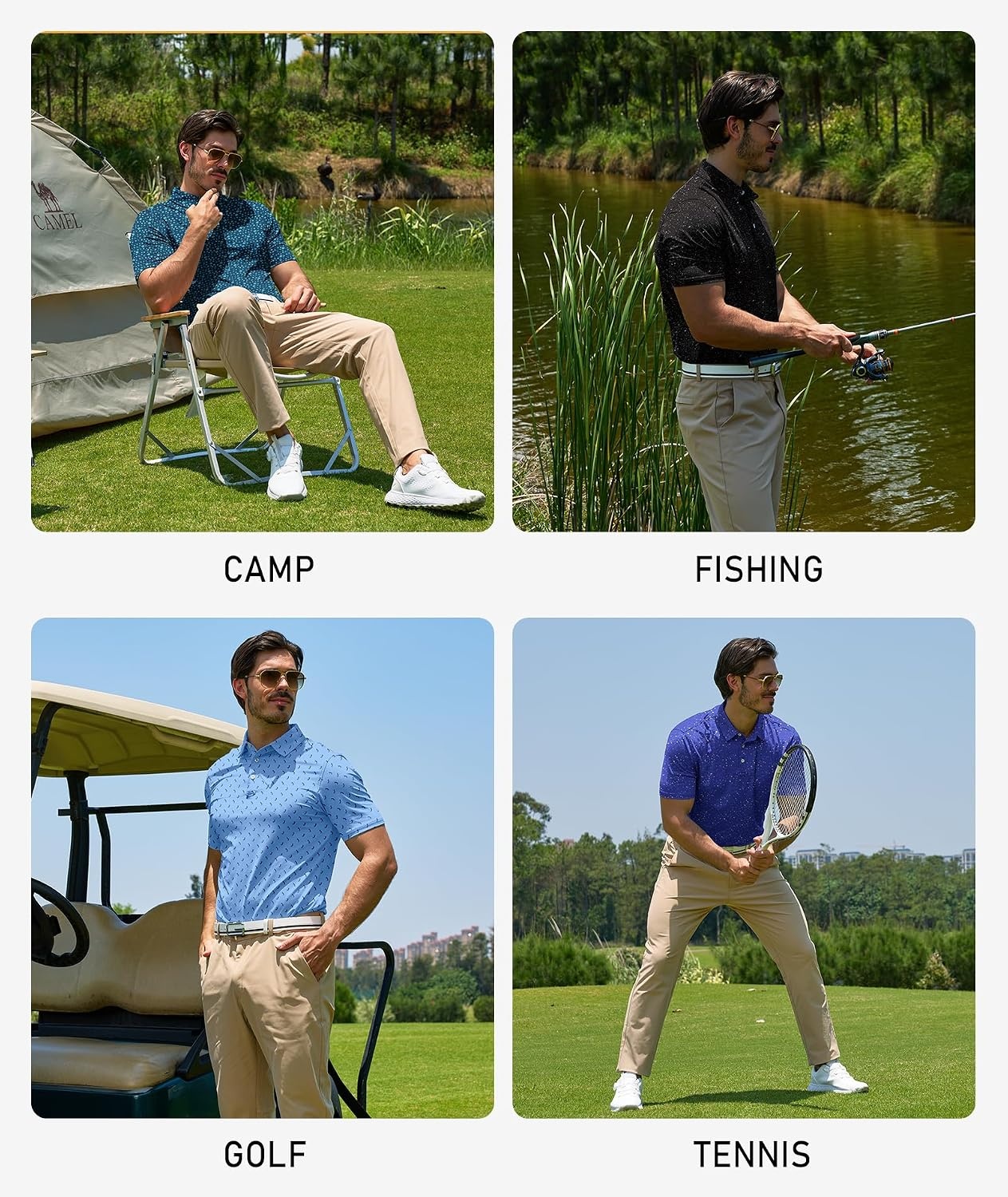 image:imageZITY Mens Golf Polo Shirts Short Sleeve UPF 50 Moisture Wicking Tshirt Print Pattern Machine Wash Quick Drying Breathable Stretchy Soft Casual Daily Office Athletic Tennis Outdoor WorkLegion Blue