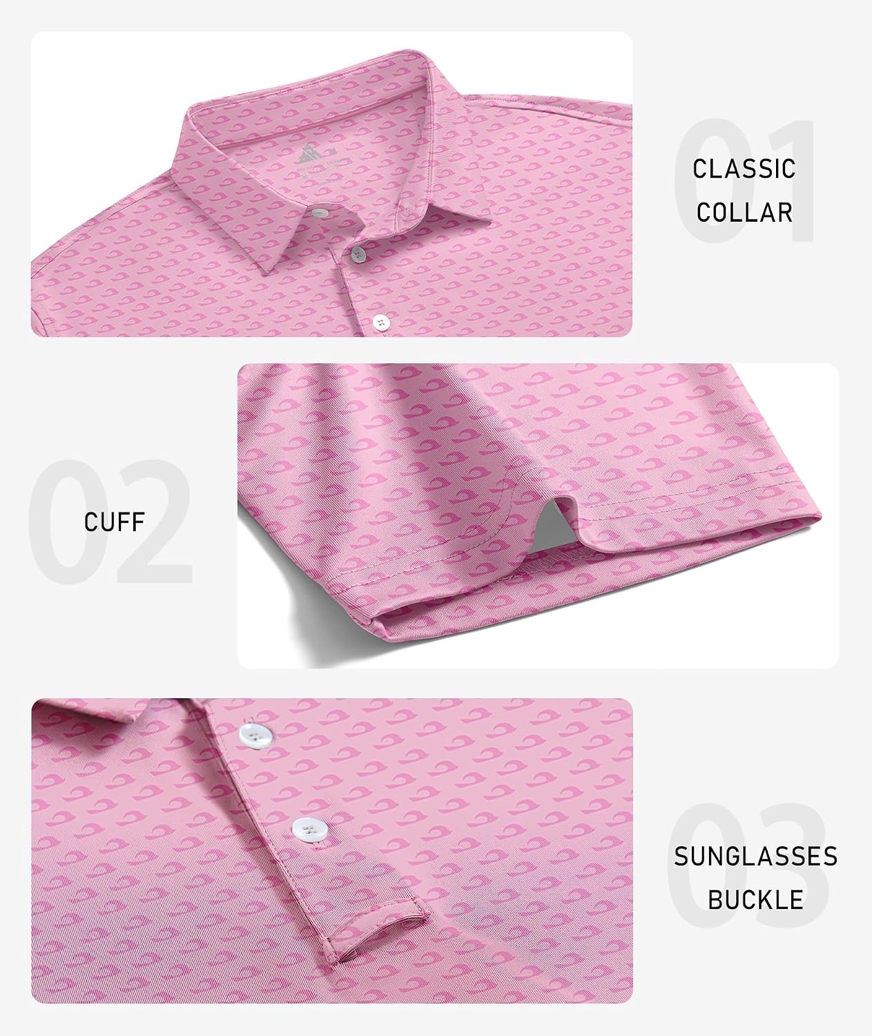 image:imageZITY Mens Golf Polo Shirts Short Sleeve UPF 50 Moisture Wicking Tshirt Print Pattern Machine Wash Quick Drying Breathable Stretchy Soft Casual Daily Office Athletic Tennis Outdoor WorkLight Pink