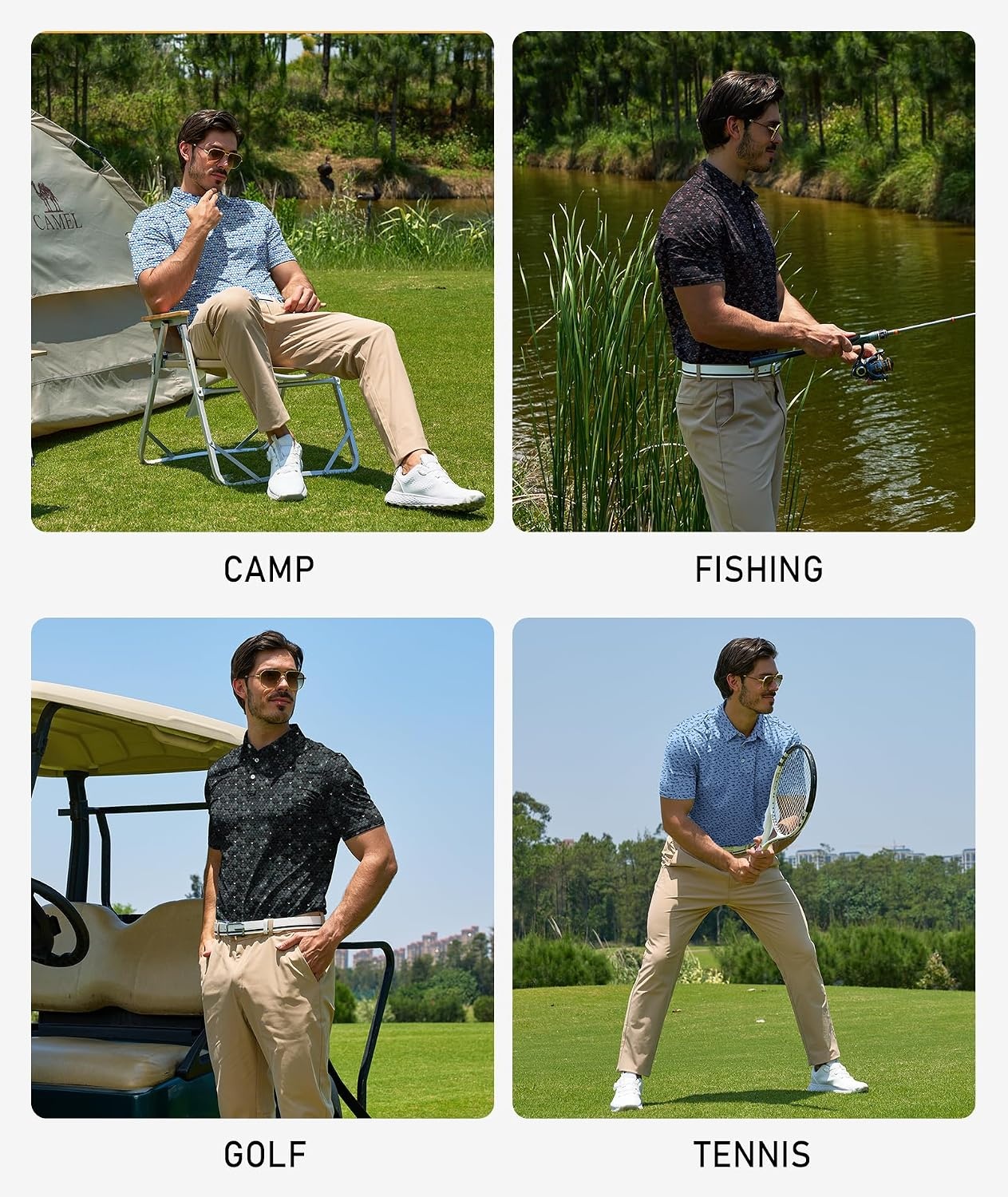 image:imageZITY Mens Golf Polo Shirts Short Sleeve UPF 50 Moisture Wicking Tshirt Print Pattern Machine Wash Quick Drying Breathable Stretchy Soft Casual Daily Office Athletic Tennis Outdoor WorkMoon Blue