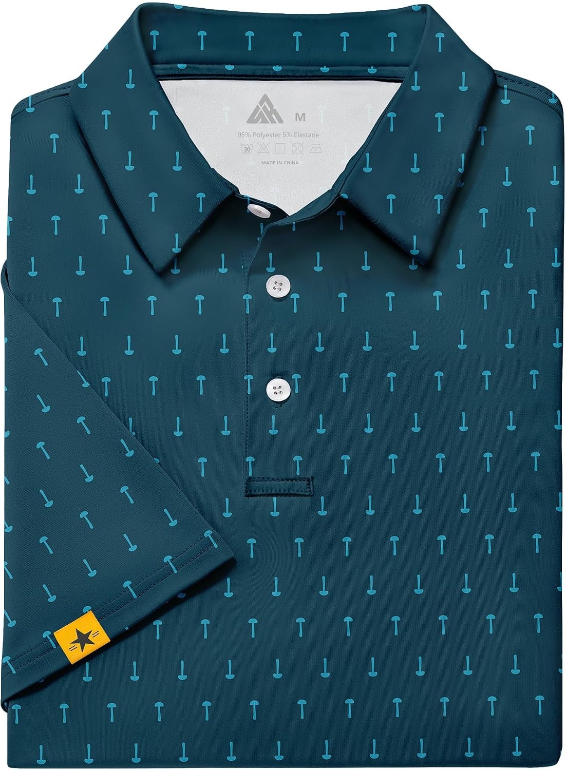 image:imageZITY Mens Golf Polo Shirts Short Sleeve UPF 50 Moisture Wicking Tshirt Print Pattern Machine Wash Quick Drying Breathable Stretchy Soft Casual Daily Office Athletic Tennis Outdoor WorkTeal Blue