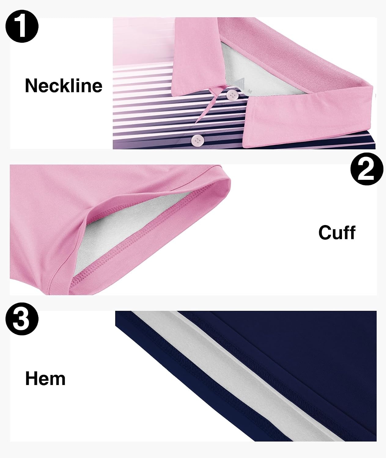 image:imageZITY Mens Golf Shirt Short Sleeve Athletic Casual Work Collared Polo Tshirt UPF 50 QuickDrying Moisture Wicking Breathable Soft Stretchy Print Patterns Striped Outdoor Business Machine WashPink Blue