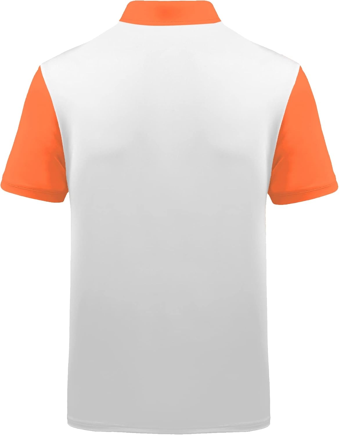 image:imageZITY Mens Golf Shirt Short Sleeve Athletic Casual Work Collared Polo Tshirt UPF 50 QuickDrying Moisture Wicking Breathable Soft Stretchy Print Patterns Striped Outdoor Business Machine WashWhite Orange