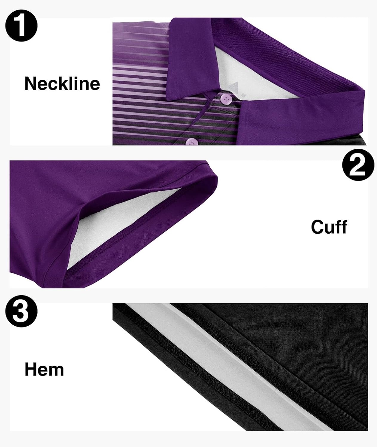 image:imageZITY Mens Golf Shirt Short Sleeve Athletic Casual Work Collared Polo Tshirt UPF 50 QuickDrying Moisture Wicking Breathable Soft Stretchy Print Patterns Striped Outdoor Business Machine WashDark Purple