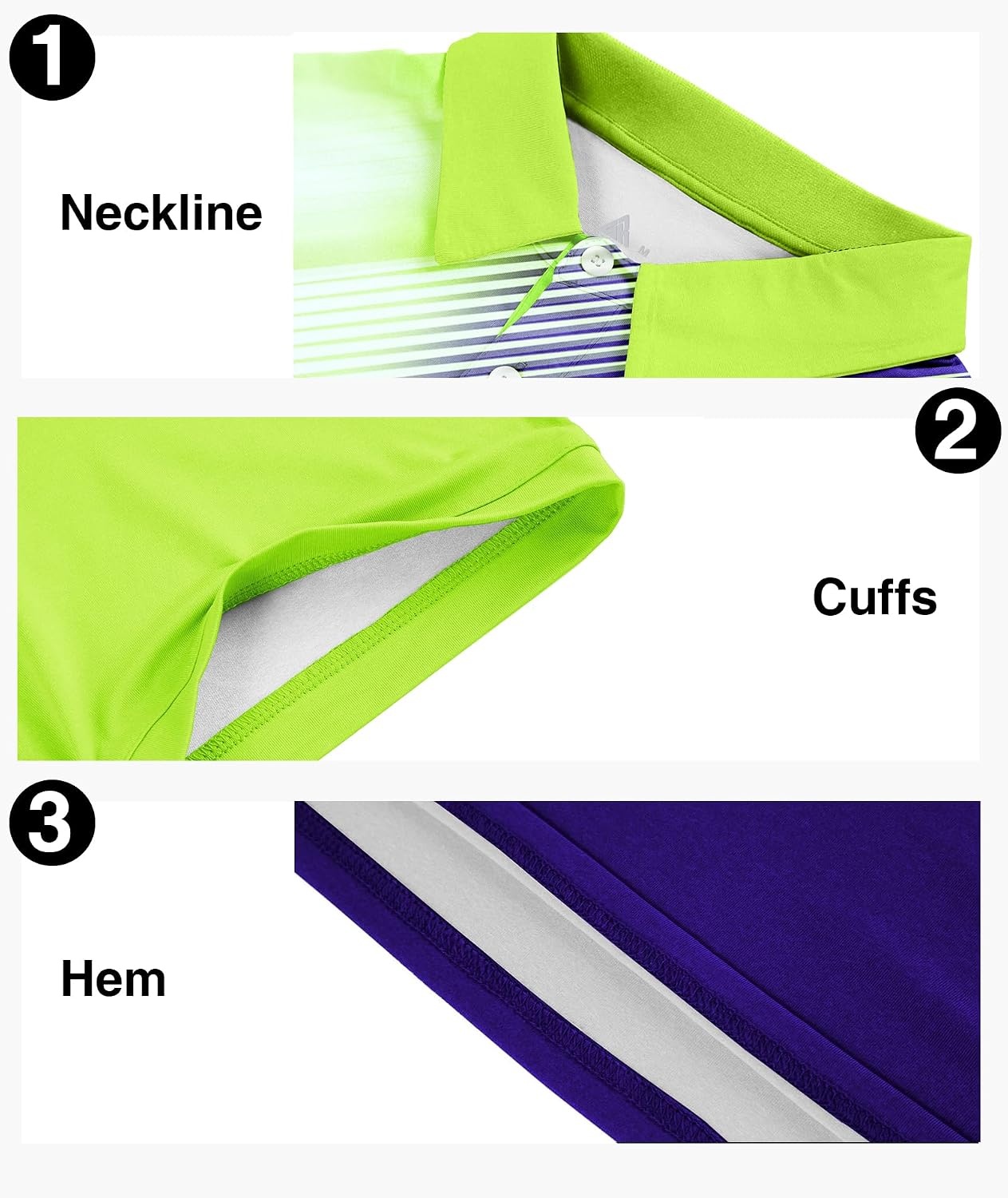 image:imageZITY Mens Golf Shirt Short Sleeve Athletic Casual Work Collared Polo Tshirt UPF 50 QuickDrying Moisture Wicking Breathable Soft Stretchy Print Patterns Striped Outdoor Business Machine WashGreen White Blue