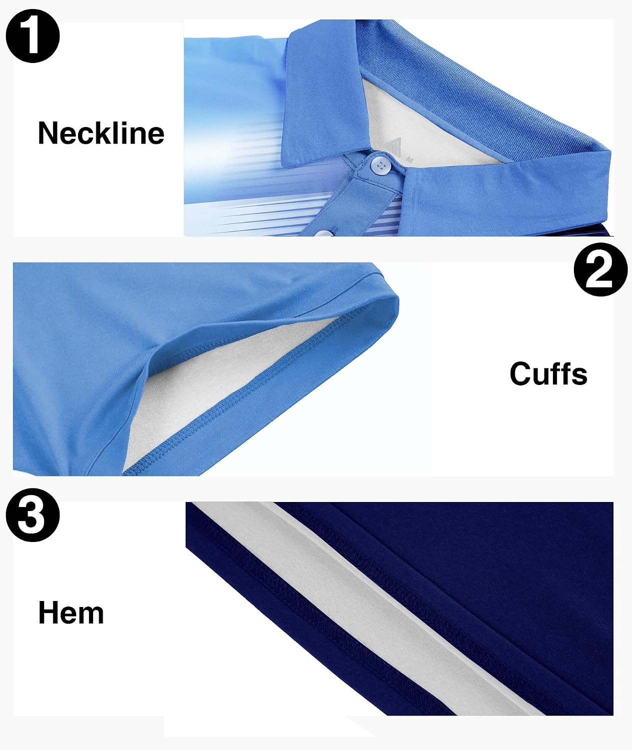 image:imageZITY Mens Golf Shirt Short Sleeve Athletic Casual Work Collared Polo Tshirt UPF 50 QuickDrying Moisture Wicking Breathable Soft Stretchy Print Patterns Striped Outdoor Business Machine WashSapphire Blue