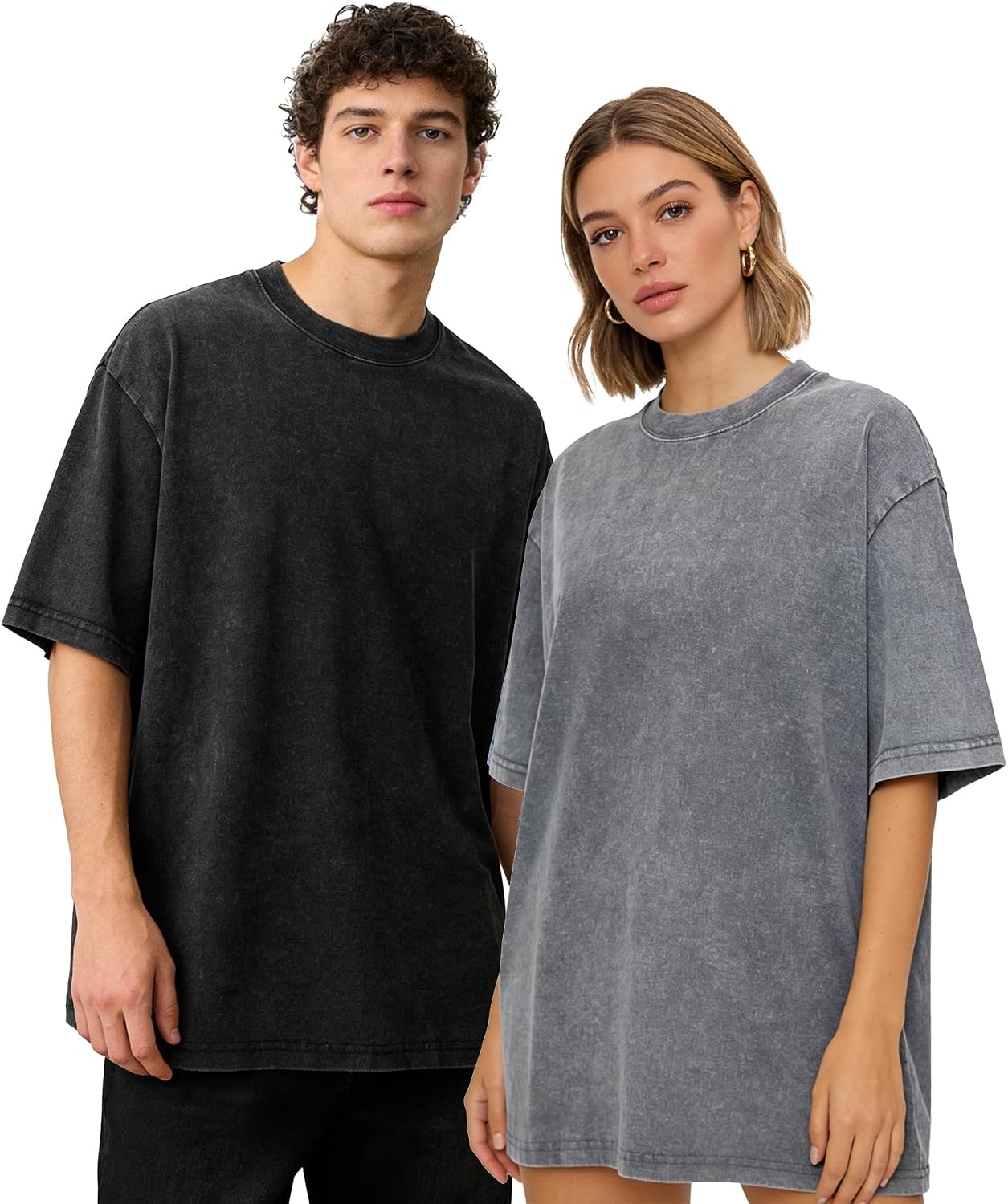 image:imageZITY Mens Oversized Cotton T Shirts Vintage Washed Loose Fit Tshirts for Men Short Sleeve Tees Streetwear Baggy Tops1 Packgrey