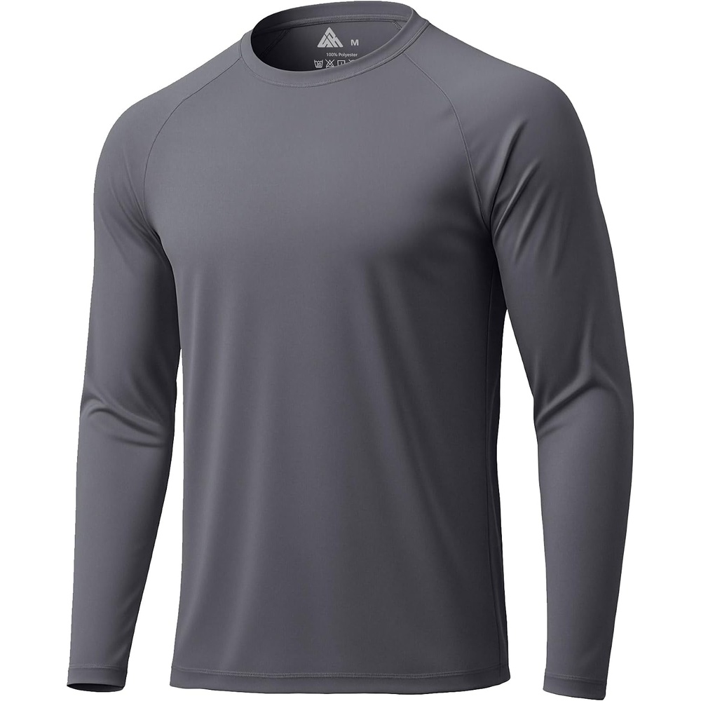 image:imageMens Long Sleeve Tee Shirts Sun Protection Fast Dry CrewNeckSunProtectionUPFUVWorkoutRunningHikingFishingCyclingCoolingMoisture WickingQuick DryAthleticDark Gray