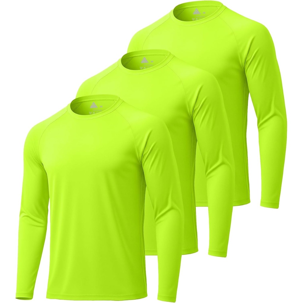 image:imageMens Long Sleeve Tee Shirts Sun Protection Fast Dry CrewNeckSunProtectionUPFUVWorkoutRunningHikingFishingCyclingCoolingMoisture WickingQuick DryAthletic3packsafety Greenneon Greenfluorescent Green