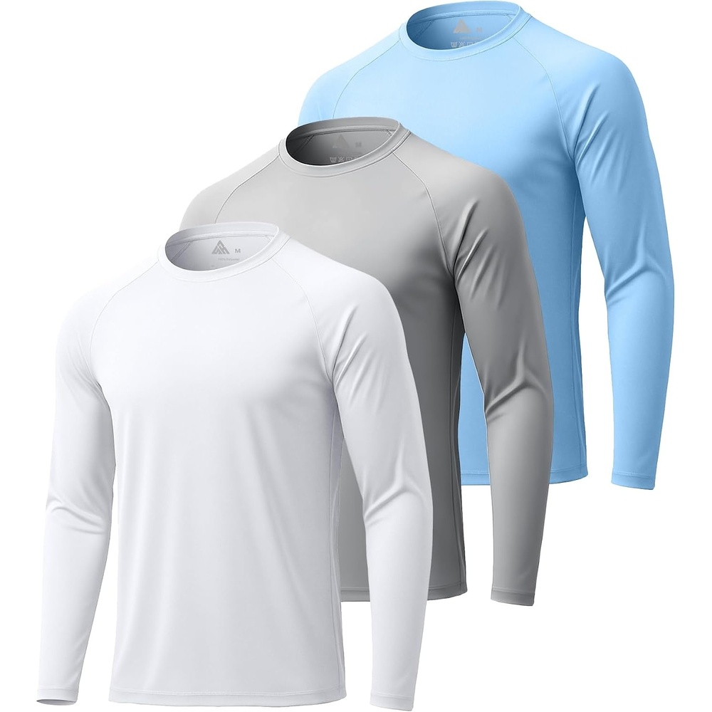 image:imageMens Long Sleeve Tee Shirts Sun Protection Fast Dry CrewNeckSunProtectionUPFUVWorkoutRunningHikingFishingCyclingCoolingMoisture WickingQuick DryAthletic3packwhiteLight Sky BlueLight Gray