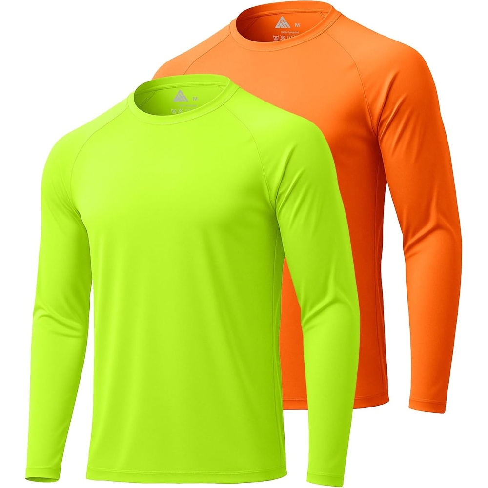 image:imageZITY 2Pack Neon Shirts for Men Construction Work Shirt Crew NeckSun ProtectionUPFUVWorkoutRunningHikingFishingCyclingCoolingMoisture WickingQuick DryAthletic
