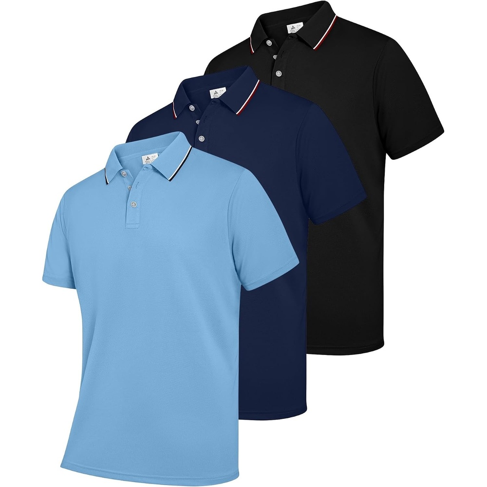image:imageZITY 3 Pack Mens Polo Shirts Short Sleeve Casual Summer Collared Golf ShirtsBlackBaby BlueNavy
