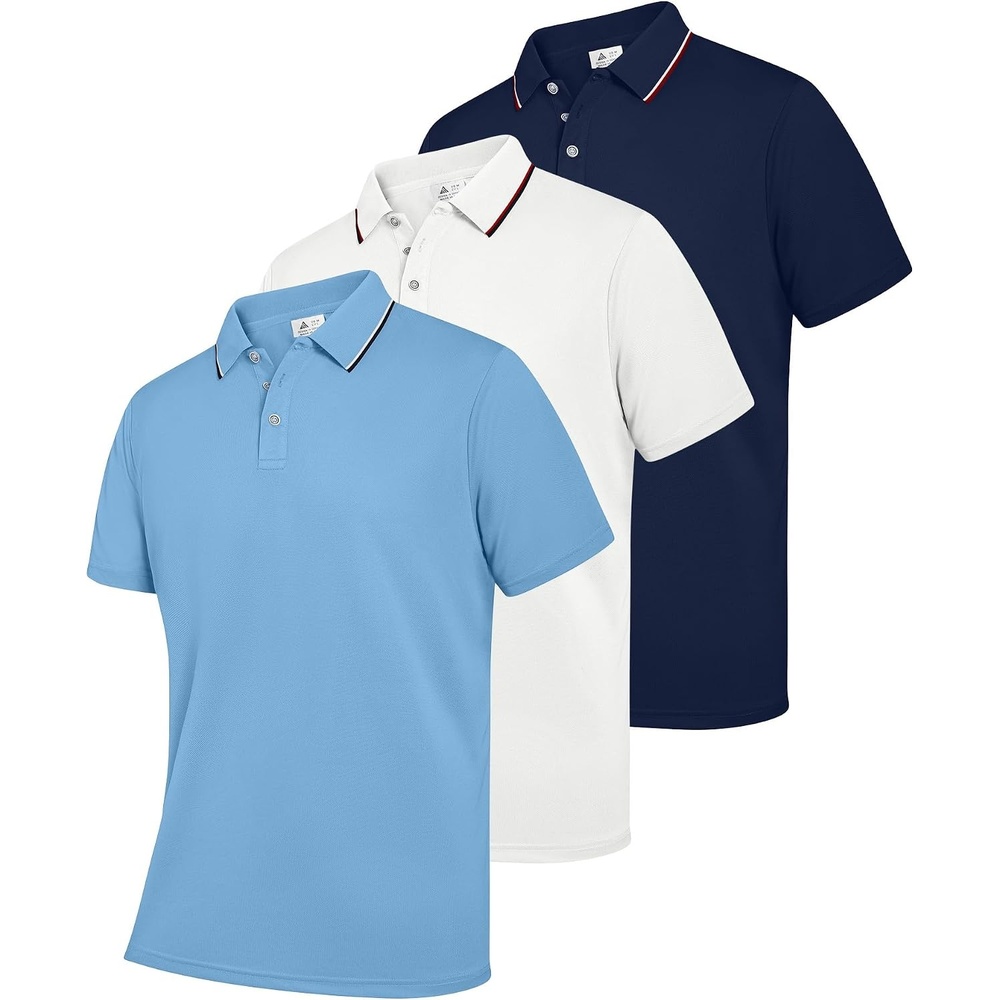 image:imageZITY 3 Pack Mens Polo Shirts Short Sleeve Casual Summer Collared Golf ShirtsNavyWhiteBaby Blue
