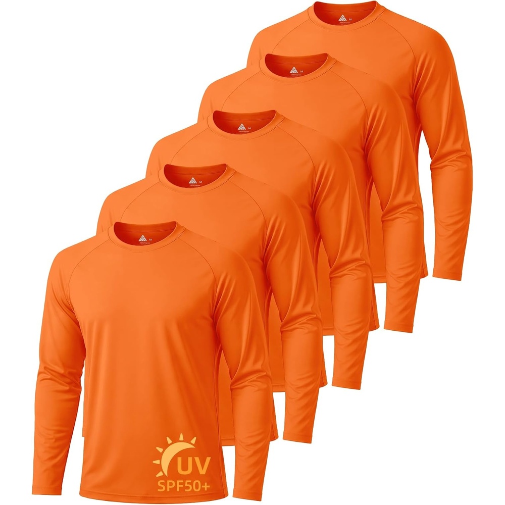 image:imageZITY 5 Pack Long Sleeve Shirts for Men UPF 50 UV Sun Protection Quick Dry Athletic Shirts for Fishing Workout Rash Guard5 Bright Orange