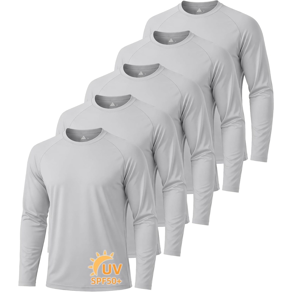 image:imageZITY 5 Pack Long Sleeve Shirts for Men UPF 50 UV Sun Protection Quick Dry Athletic Shirts for Fishing Workout Rash Guard5 Dove Grey