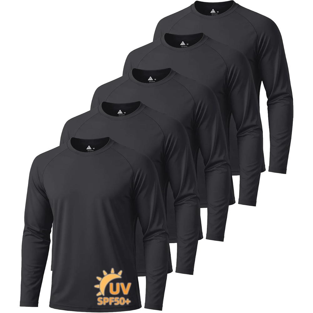 image:imageZITY 5 Pack Long Sleeve Shirts for Men UPF 50 UV Sun Protection Quick Dry Athletic Shirts for Fishing Workout Rash Guard5 Jet Black