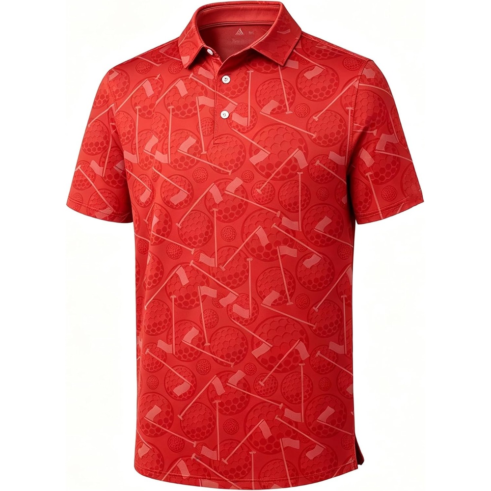image:imageZITY Golf Shirts for Men Short Sleeve Print Polo Shirt Moisture Wicking Regular Fit Casual Beach PoloOrange Golf Ball