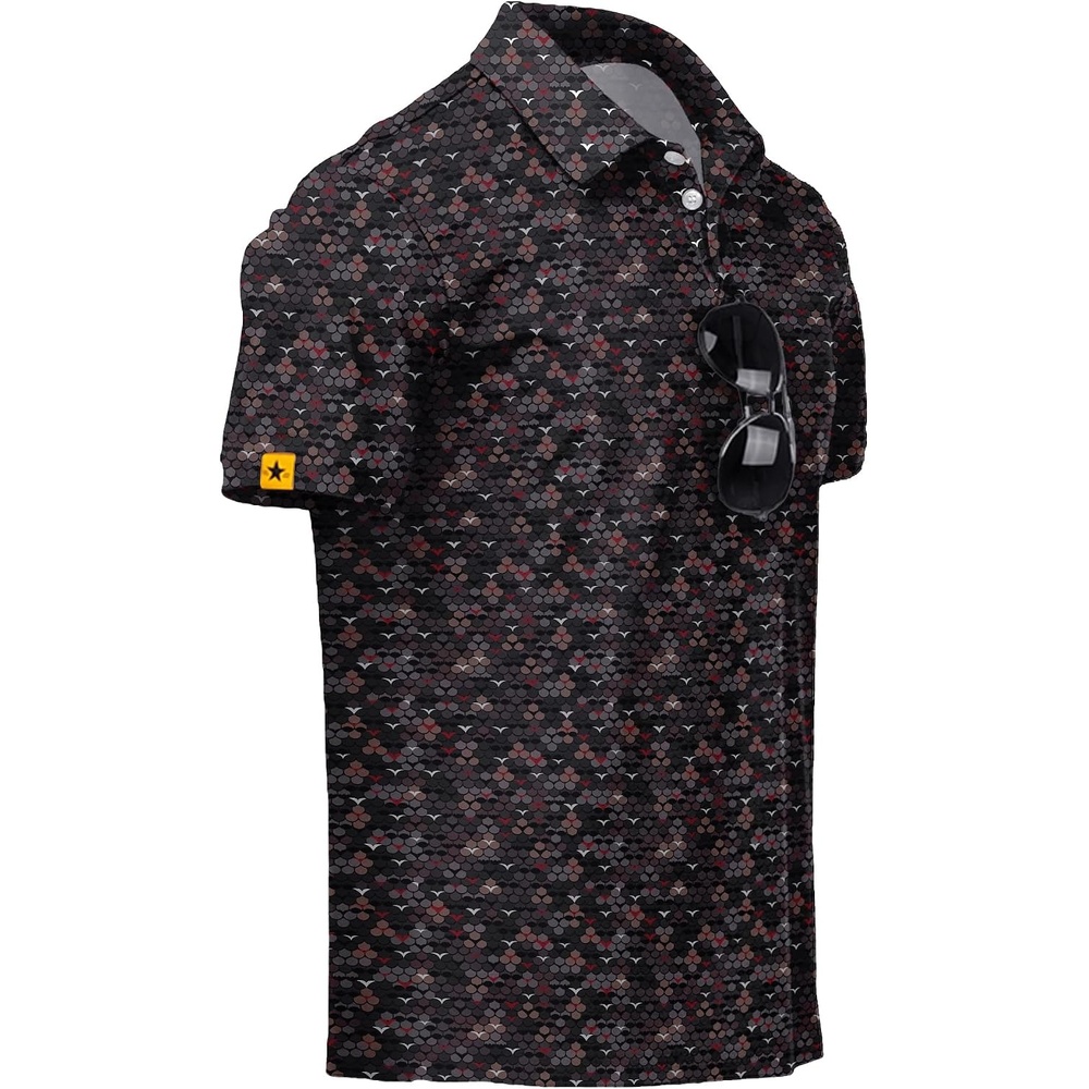 image:imageZITY Mens Golf Polo Shirts Short Sleeve UPF 50 Moisture Wicking Tshirt  Print Pattern Machine Wash Quick Drying Breathable Stretchy Soft Casual Daily Office Athletic Tennis Outdoor WorkWine Red