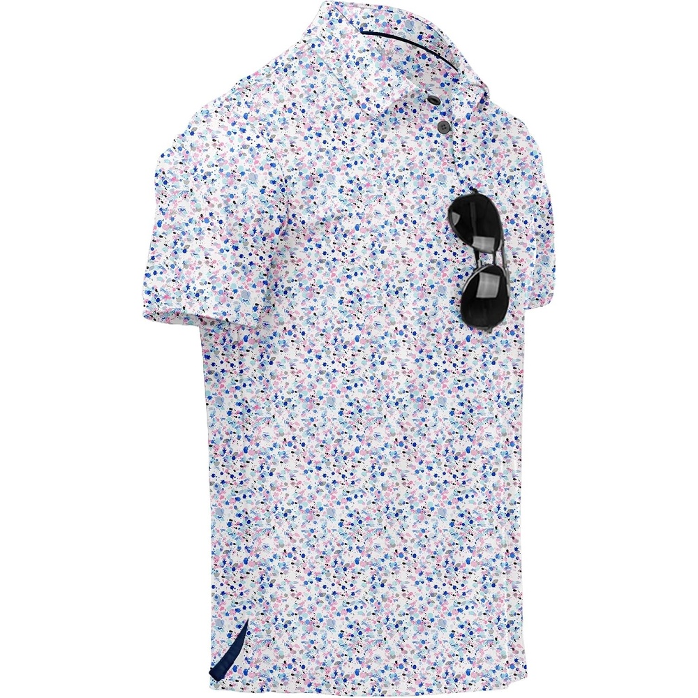 image:imageZITY Mens Golf Polo Shirts Short Sleeve UPF 50 Moisture Wicking Tshirt Print Pattern Machine Wash Quick Drying Breathable Stretchy Soft Casual Daily Office Athletic Tennis Outdoor WorkPink Blue