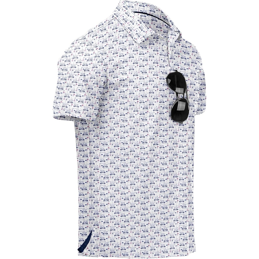 image:imageZITY Mens Golf Polo Shirts Short Sleeve UPF 50 Moisture Wicking Tshirt Print Pattern Machine Wash Quick Drying Breathable Stretchy Soft Casual Daily Office Athletic Tennis Outdoor WorkMilk White