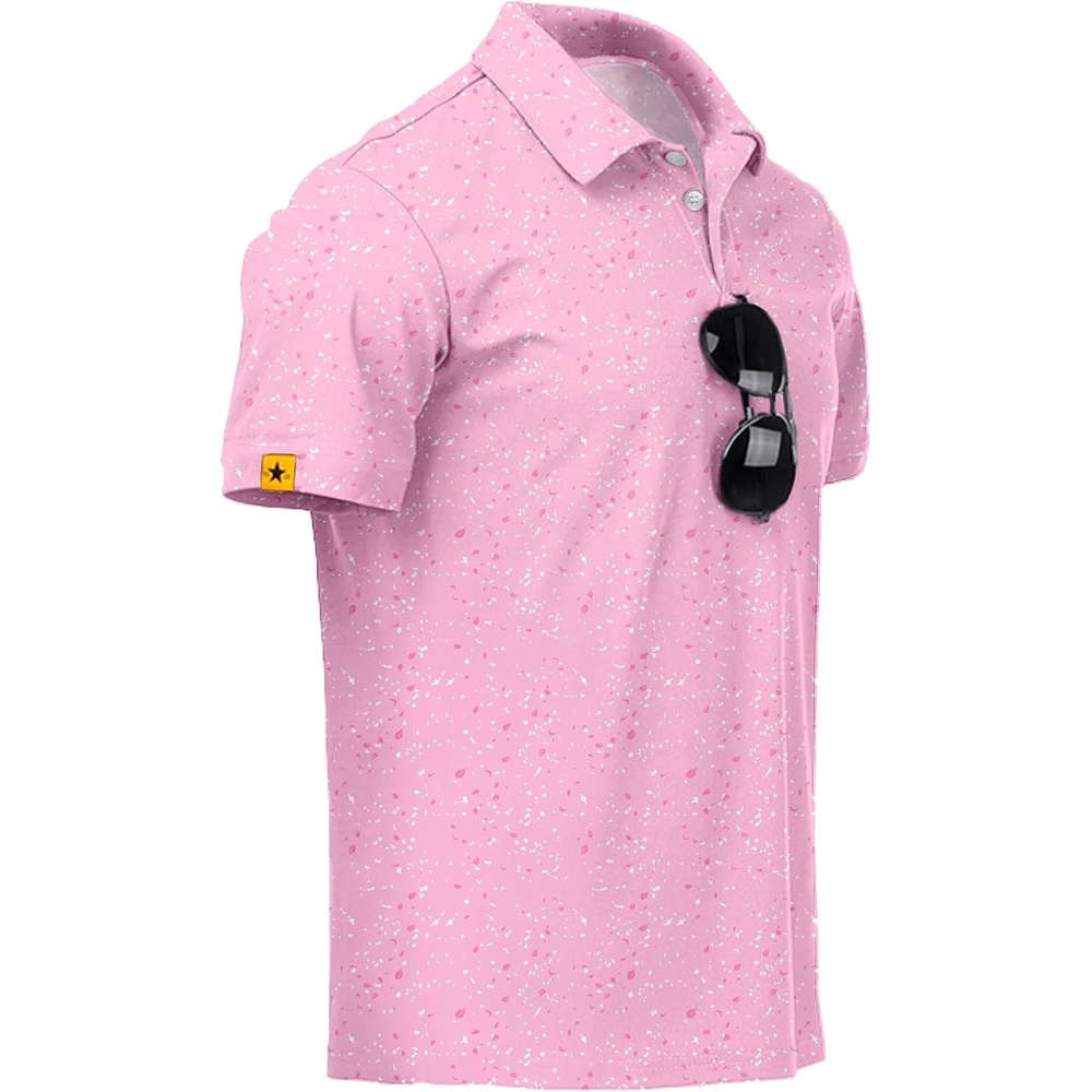 image:imageZITY Mens Golf Polo Shirts Short Sleeve UPF 50 Moisture Wicking Tshirt  Print Pattern Machine Wash Quick Drying Breathable Stretchy Soft Casual Daily Office Athletic Tennis Outdoor WorkPink White