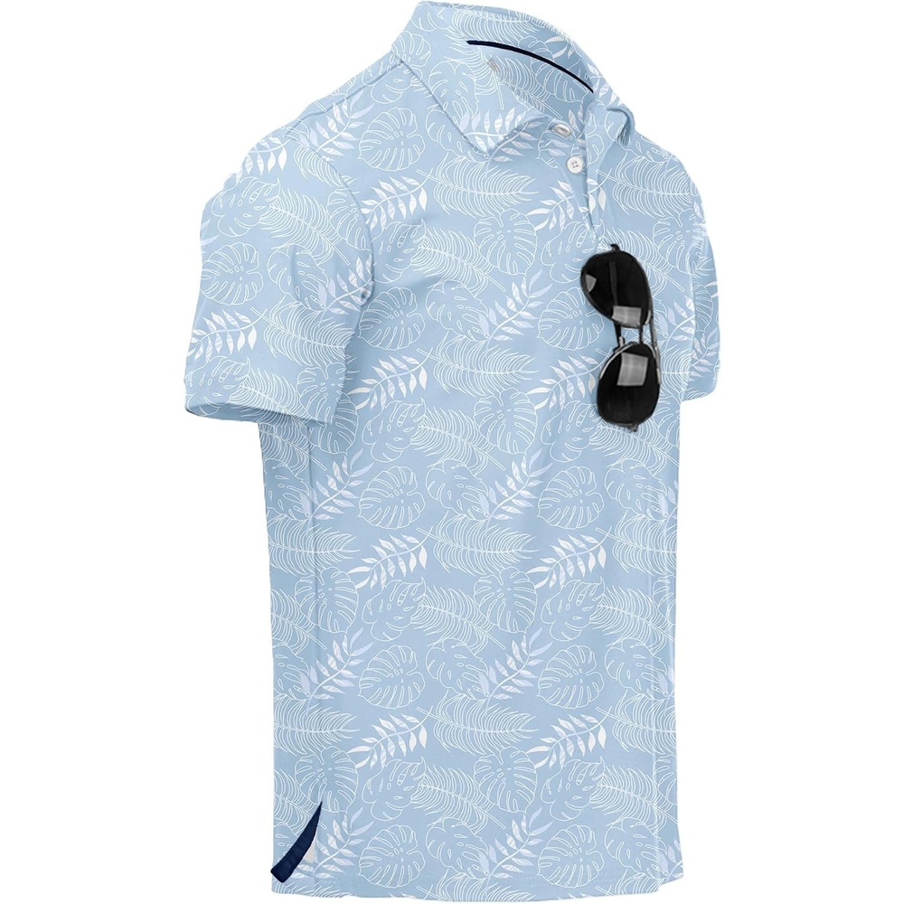 image:imageZITY Mens Golf Polo Shirts Short Sleeve UPF 50 Moisture Wicking Tshirt  Print Pattern Machine Wash Quick Drying Breathable Stretchy Soft Casual Daily Office Athletic Tennis Outdoor WorkSky Blue