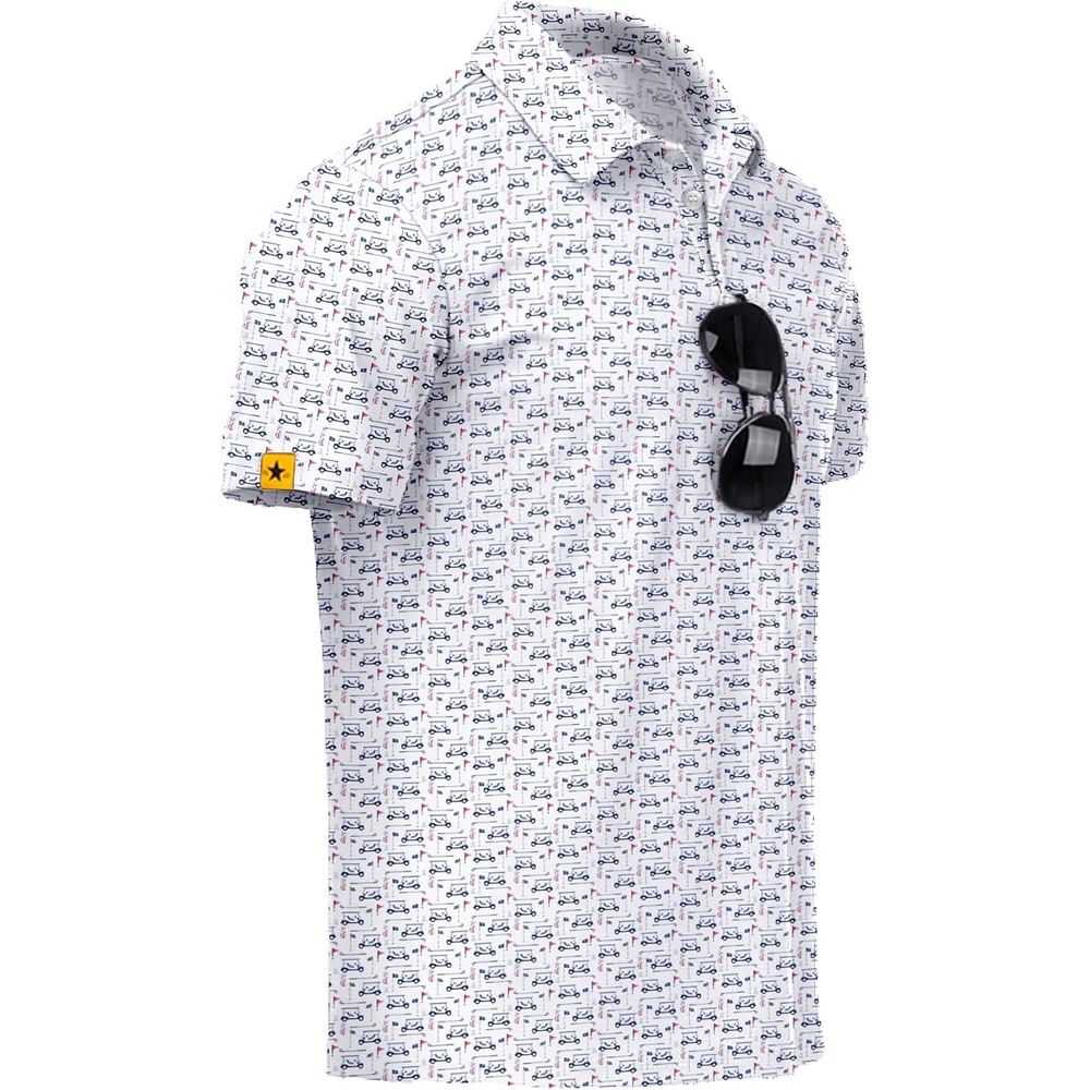 image:imageZITY Mens Golf Polo Shirts Short Sleeve UPF 50 Moisture Wicking Tshirt Print Pattern Machine Wash Quick Drying Breathable Stretchy Soft Casual Daily Office Athletic Tennis Outdoor WorkWhite