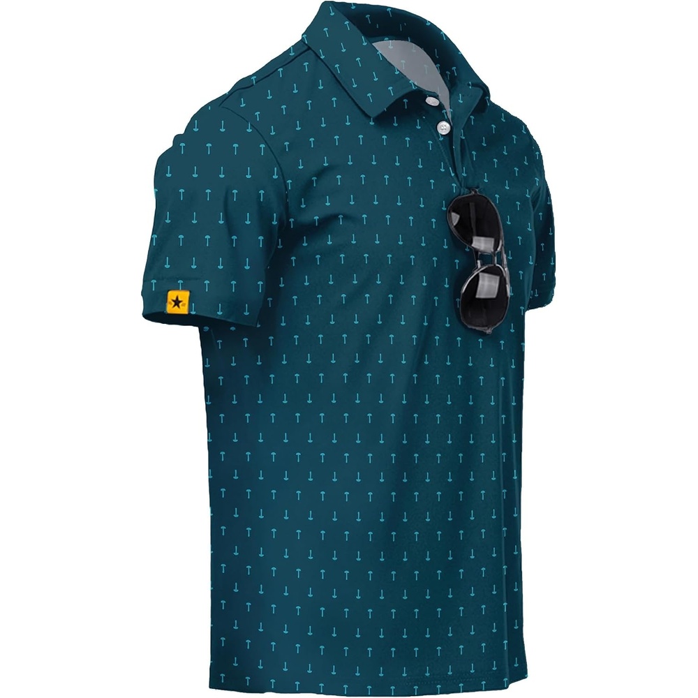 image:imageZITY Mens Golf Polo Shirts Short Sleeve UPF 50 Moisture Wicking Tshirt Print Pattern Machine Wash Quick Drying Breathable Stretchy Soft Casual Daily Office Athletic Tennis Outdoor WorkTeal Blue