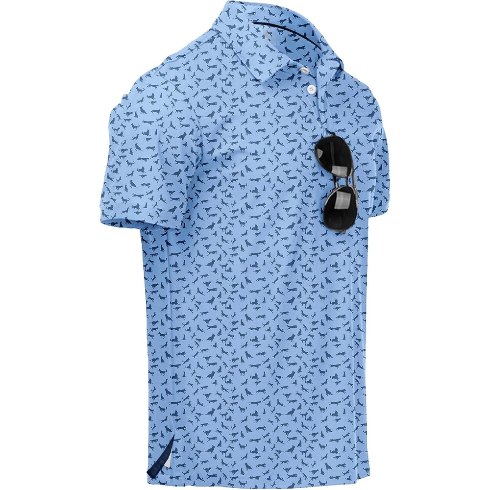 image:imageZITY Mens Golf Polo Shirts Short Sleeve UPF 50 Moisture Wicking Tshirt Print Pattern Machine Wash Quick Drying Breathable Stretchy Soft Casual Daily Office Athletic Tennis Outdoor WorkPale Blue