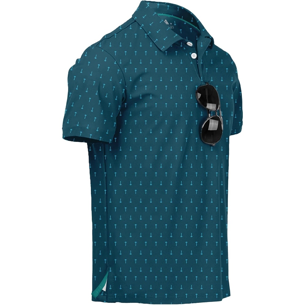 image:imageZITY Mens Golf Polo Shirts Short Sleeve UPF 50 Moisture Wicking Tshirt Print Pattern Machine Wash Quick Drying Breathable Stretchy Soft Casual Daily Office Athletic Tennis Outdoor WorkNavy Green
