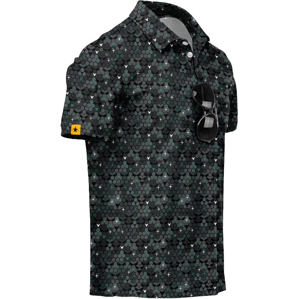 image:imageZITY Mens Golf Polo Shirts Short Sleeve UPF 50 Moisture Wicking Tshirt  Print Pattern Machine Wash Quick Drying Breathable Stretchy Soft Casual Daily Office Athletic Tennis Outdoor WorkDark Green