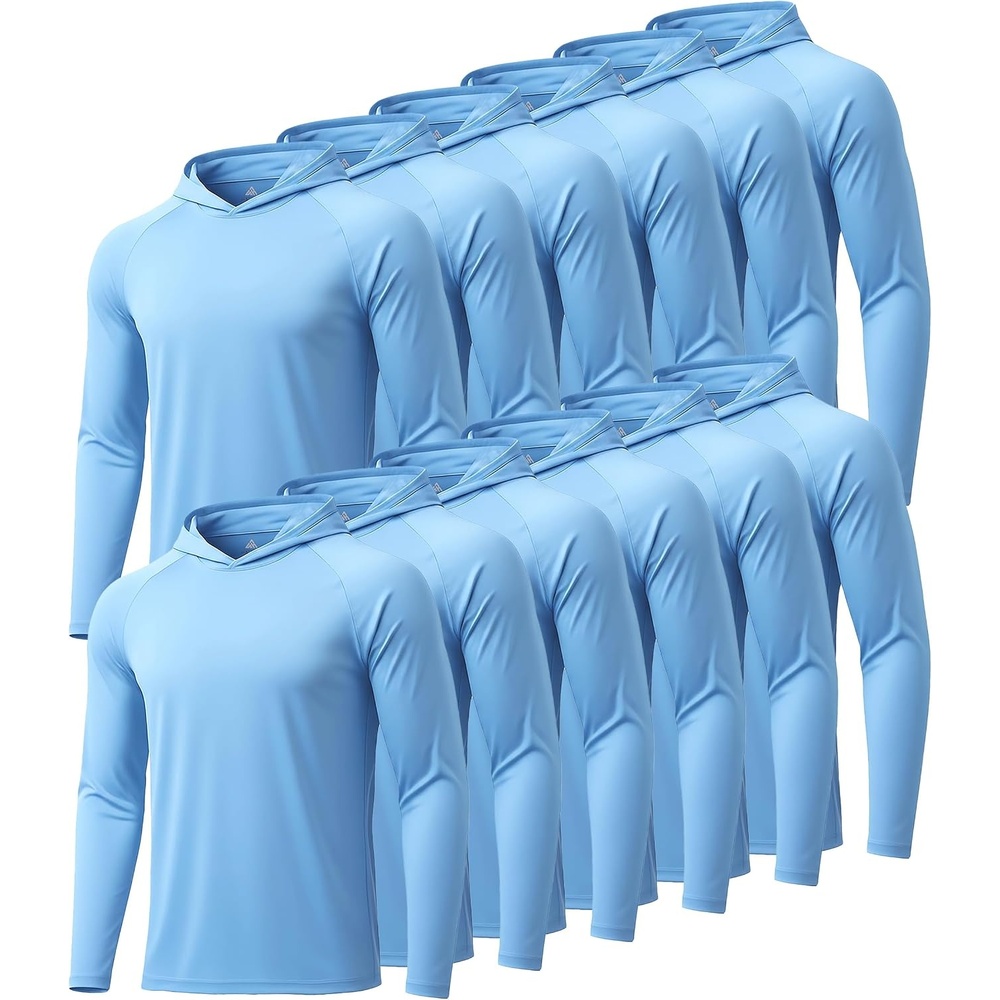 image:imageZITY Mens Sun Protection Hoodie Shirt Fishing Shirts for Men UPF 50 Long Sleeve Shirt Lightweight Rash Guard12pcs Light Blue