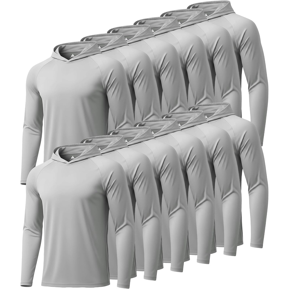 image:imageZITY Mens Sun Protection Hoodie Shirt Fishing Shirts for Men UPF 50 Long Sleeve Shirt Lightweight Rash Guard12pcs Light Grey