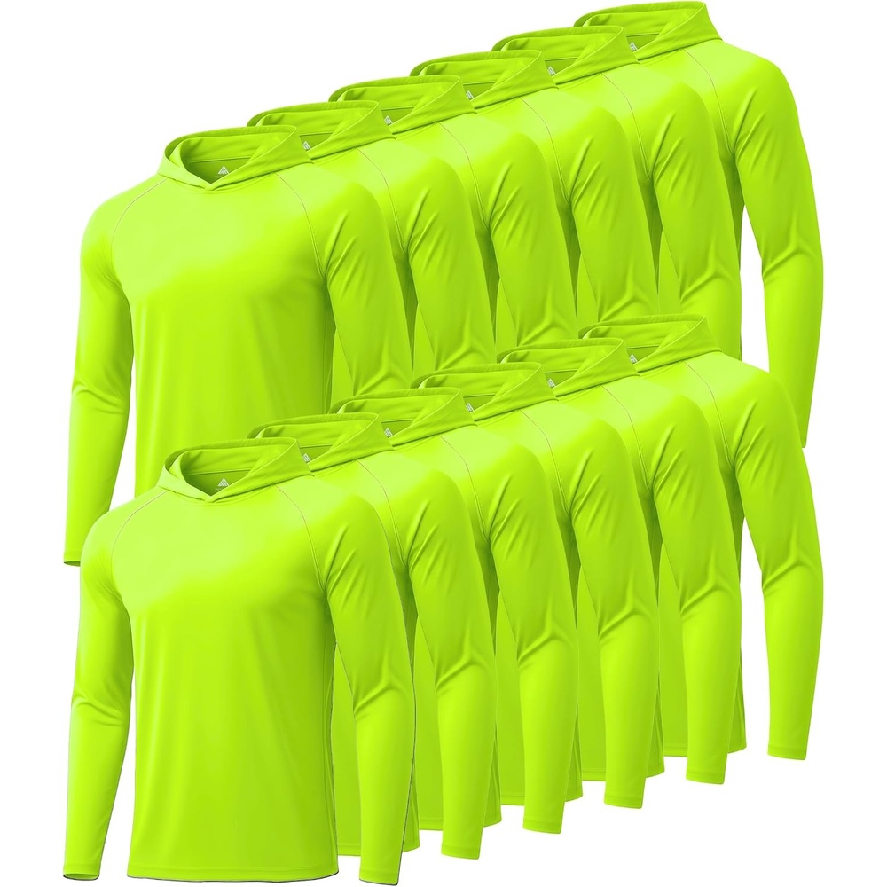 image:imageZITY Mens Sun Protection Hoodie Shirt Fishing Shirts for Men UPF 50 Long Sleeve Shirt Lightweight Rash Guard12pcs Neon Green