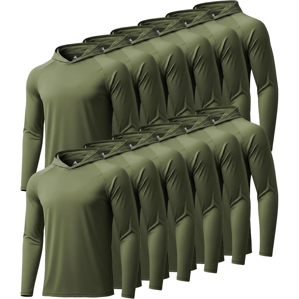 image:imageZITY Mens Sun Protection Hoodie Shirt Fishing Shirts for Men UPF 50 Long Sleeve Shirt Lightweight Rash Guard12pcs Olive Night